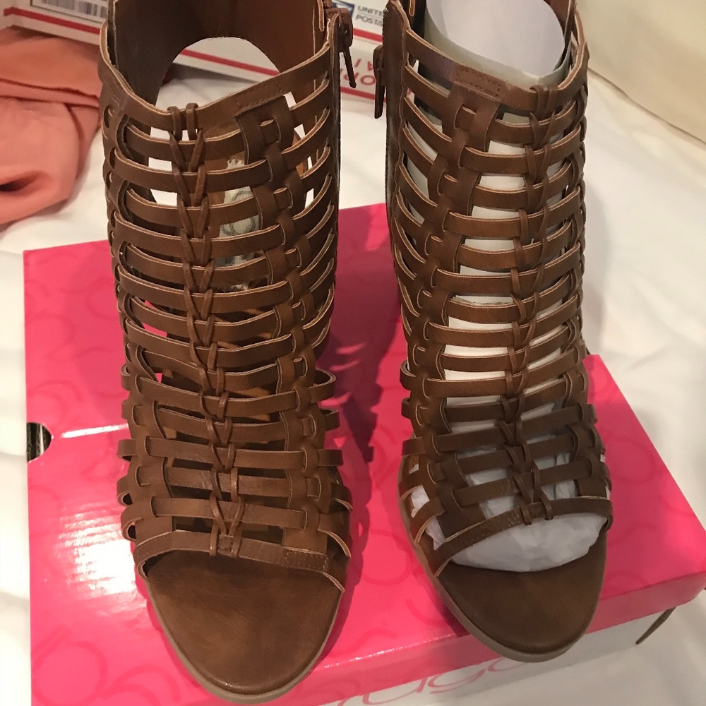 Peep Toe Caged Cut Out Sandal Booties